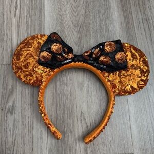 Sequin Orange Minnie Mouse Ears Headband